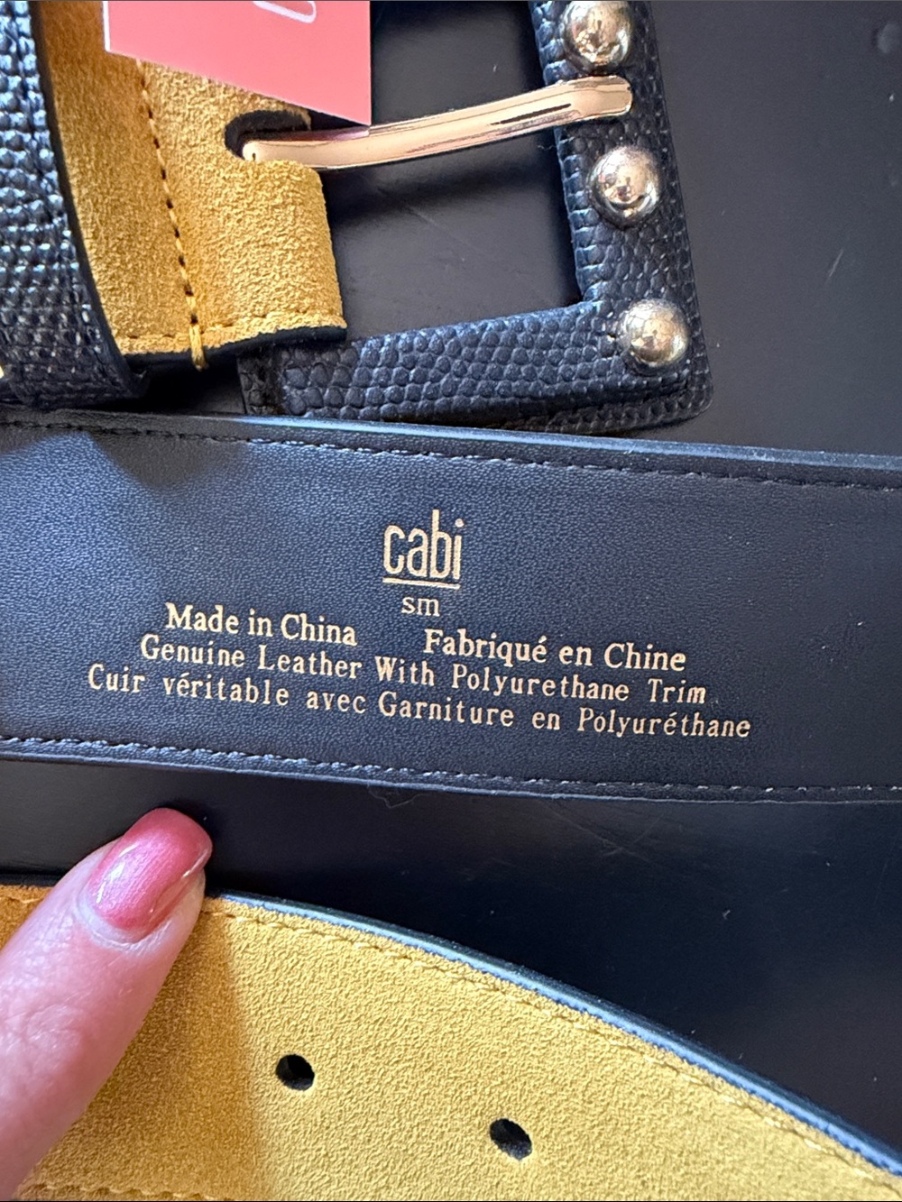 cabi Yellow Suede and Black Leather Belt - Picture 2 of 2